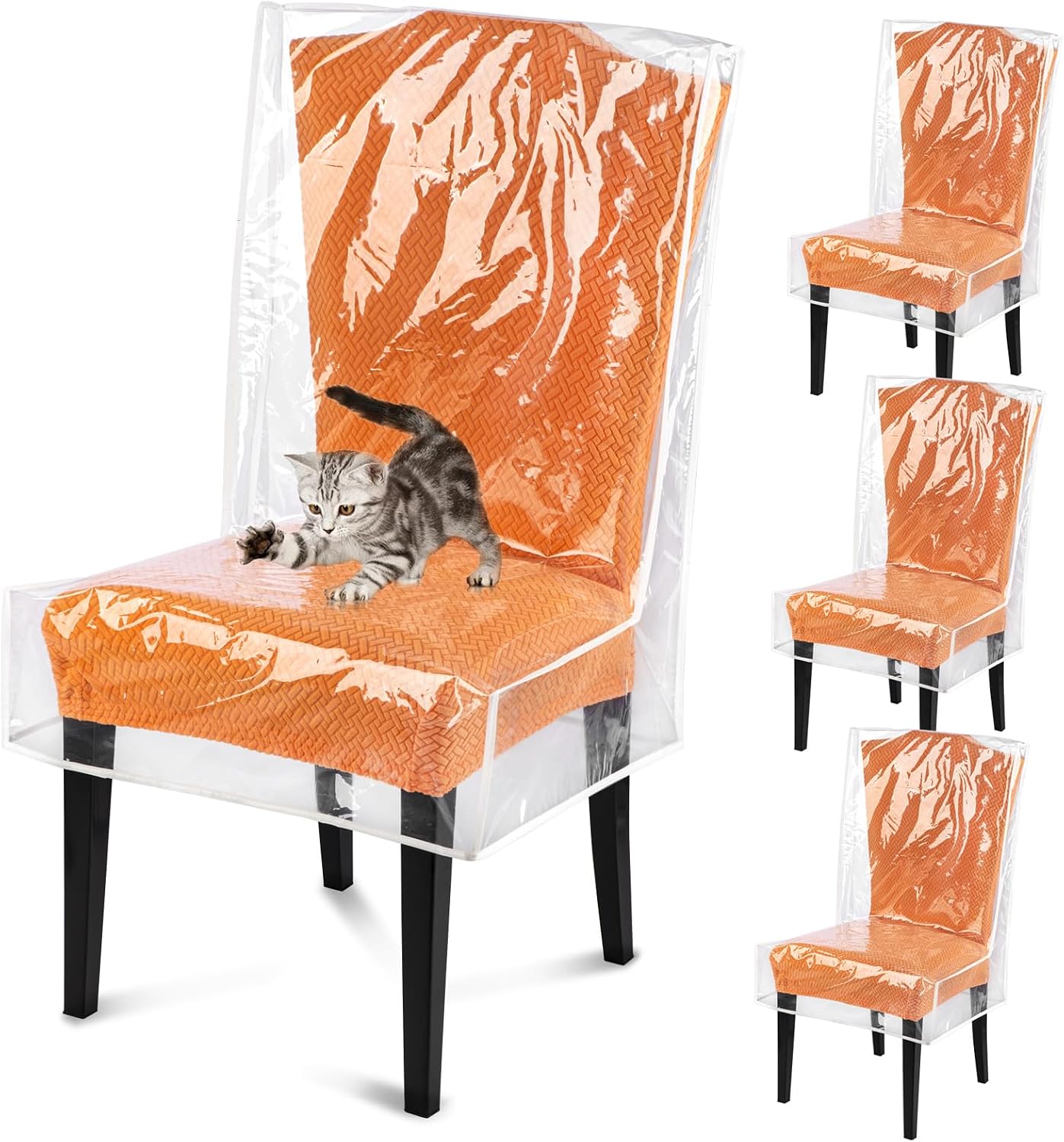 Aldernest Dining Chair Covers, Transparent, 4 Count