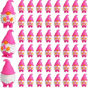 Tanglewick 50 Pcs Breast Cancer Awareness Accessories Bulk, Mini Gnomes, 1.4 pounds, Pink, White