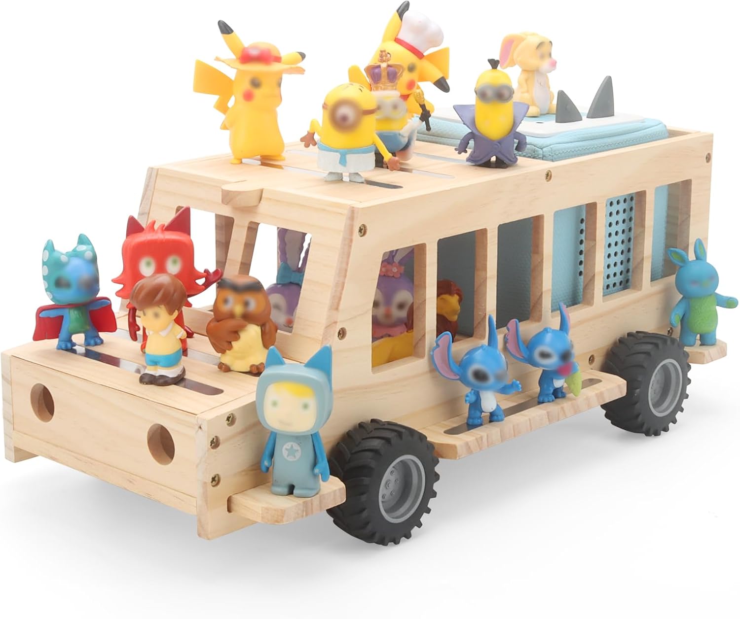 Copperlyn Shelf for Toniebox 2 and Toniebox 1 Tonie Figures Characters Storage, 16 ounces, Wooden SUV, Natural