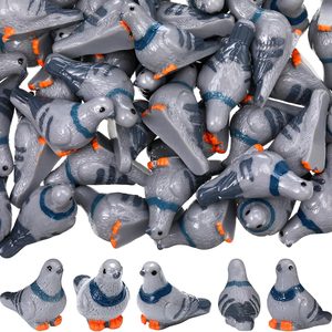 Rowanmere 50 Pcs Mini Resin Pigeons 1 Inch Bird Figurines for Home Decor, Mainly Gray