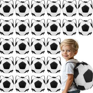 Aldernest 12 Pcs Soccer Drawstring Bags for Kids, Soccer Ball Goodie Bags, Black, White