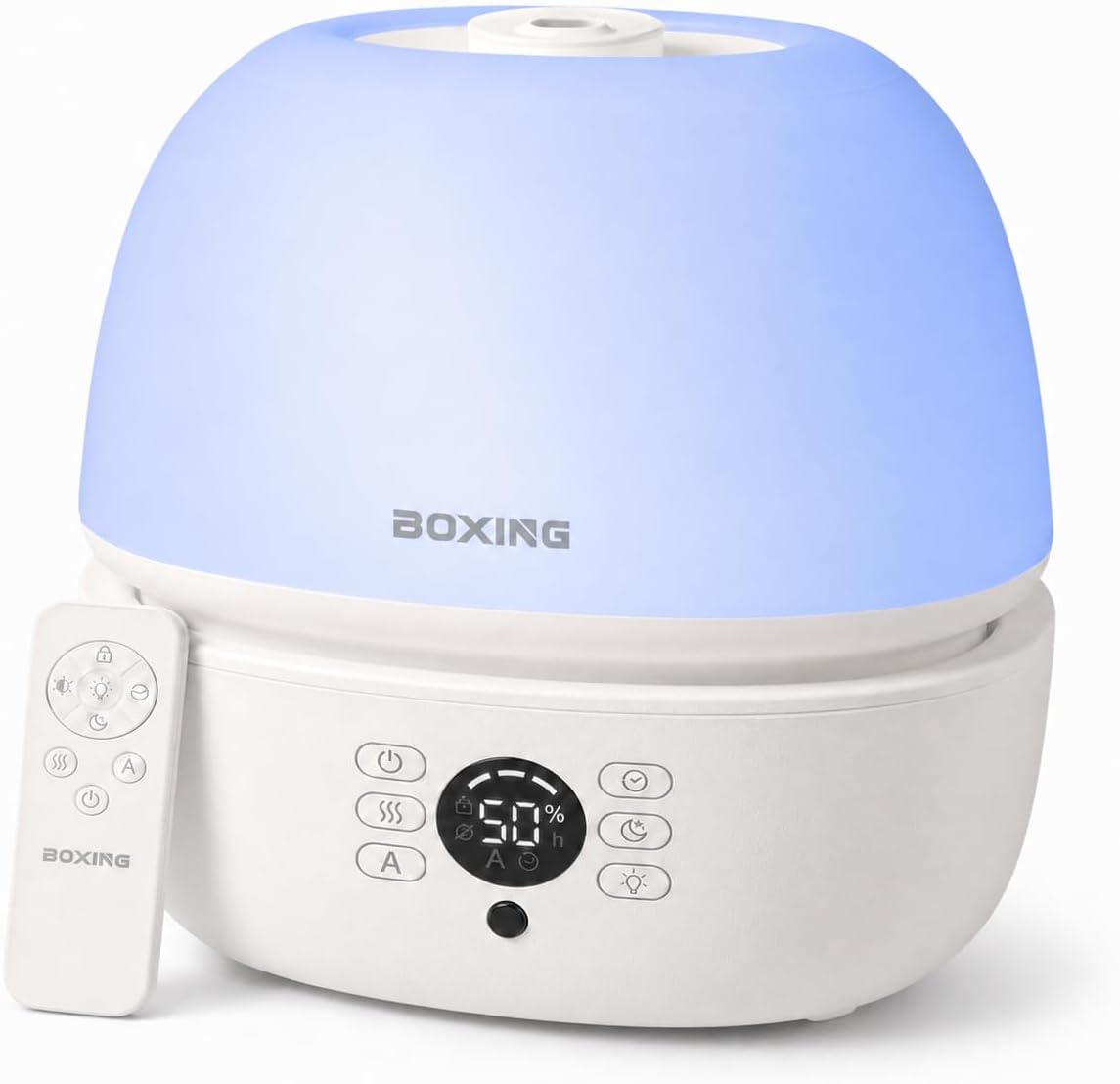 Ashenby 3L Humidifier, Humidistat, Auto Mode, Remote, 7-Color Night Light, 2.6 pounds, White