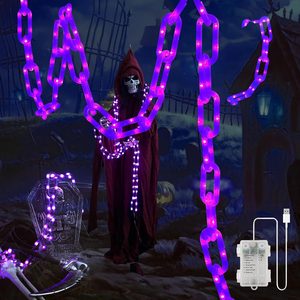 NestoraHome 10.4 FT Plastic Chain String Lights for Halloween Decoration, 175 LED, 0.7 kg, Purple