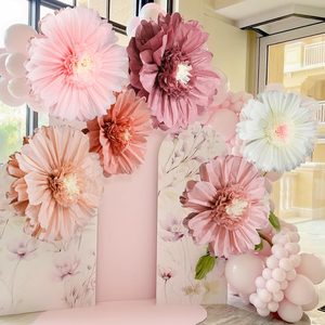 Ashenby 6 Pcs 31.5" 24" Pink Giant Tissue Paper Flower, Boho Pom Decor, 1.2 pounds
