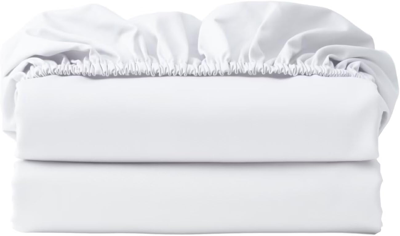 Aldernest 2 Pack 600 Thread Count 100% Egyptian Cotton Fitted Sheet Only, Twin, White