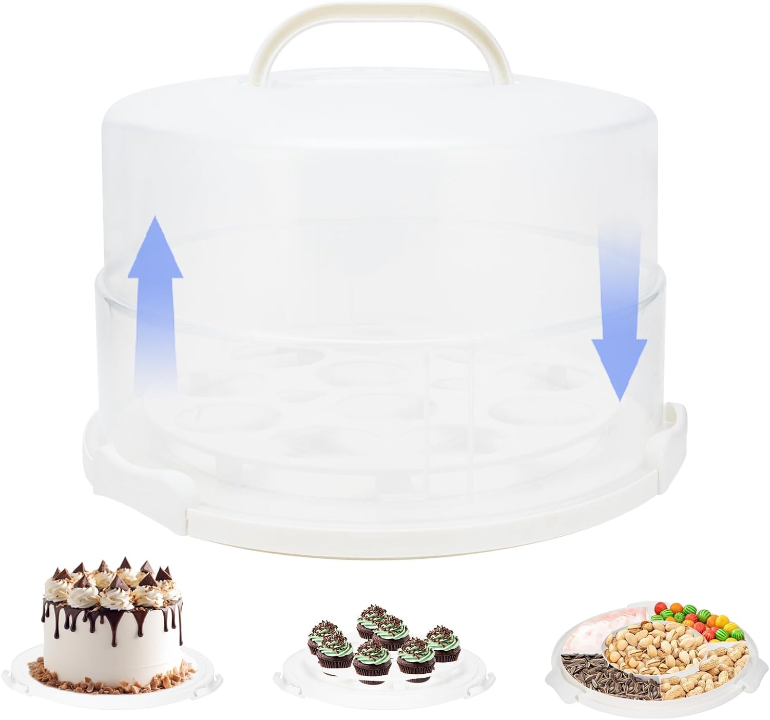 Aldernest 12 Inch Cake Carrier with Lid and Handle – Heavy-Duty Cake Container for Baking Events & Outdoor Trips