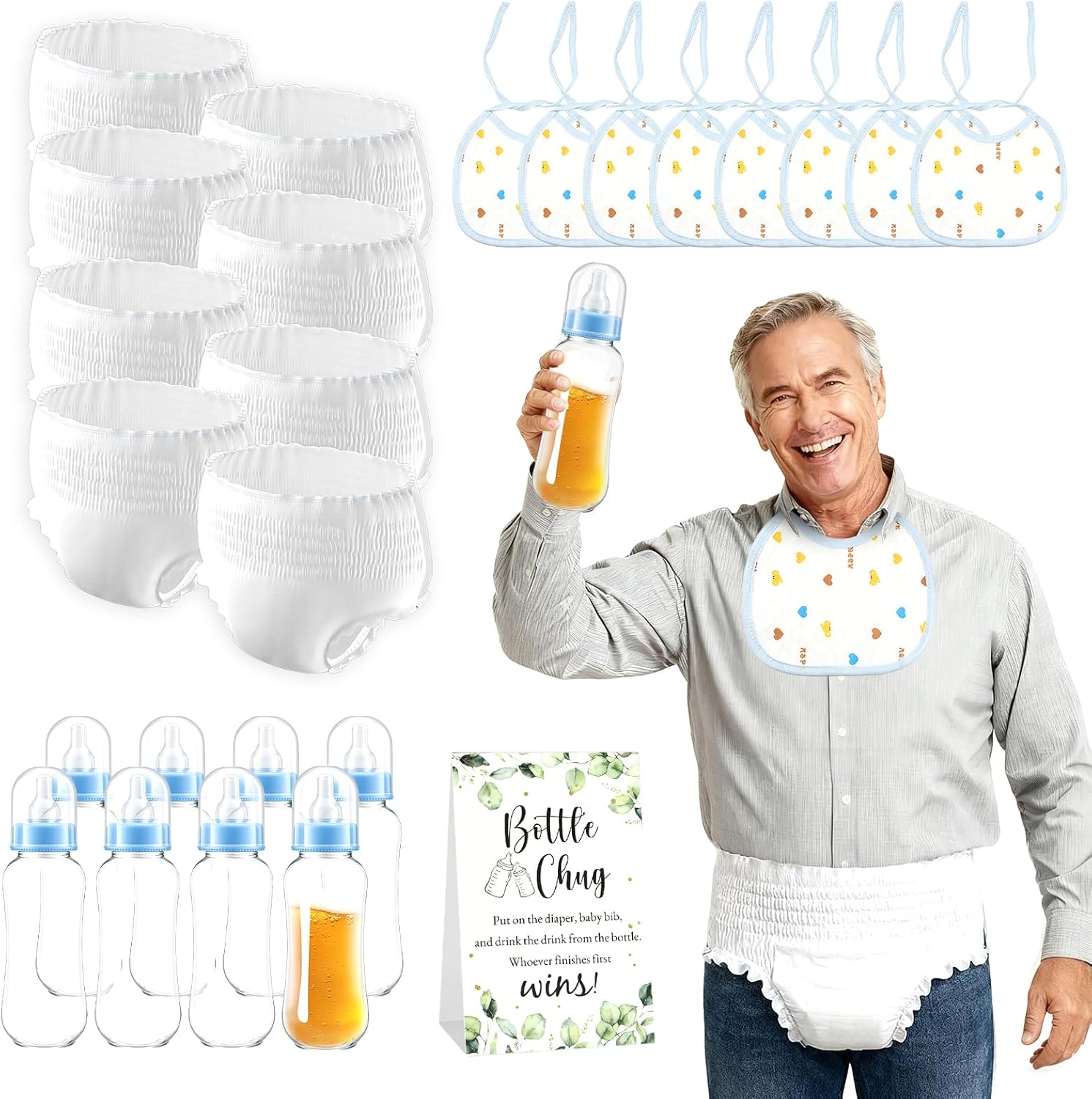 Ashenby 8 Sets Baby Bottles for Baby Shower Game for Gender Reveal Games, 1.54 pounds