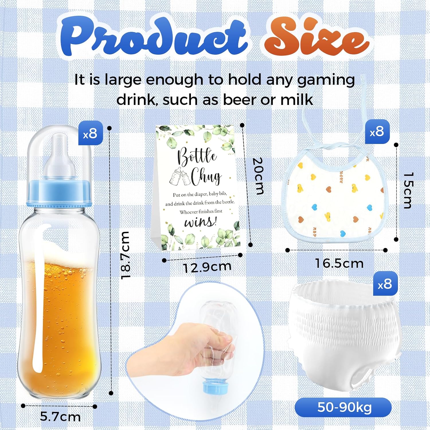 Ashenby 8 Sets Baby Bottles for Baby Shower Game for Gender Reveal Games, 1.54 pounds
