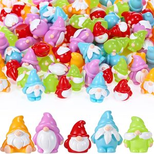 Birchmont 100 Pcs Mini Gnomes Tiny Figures Miniature Gnomes Bulk Miniature Figurines Mini Resin Fairy Statues for Garden Landscape Outdoor Patio Yard