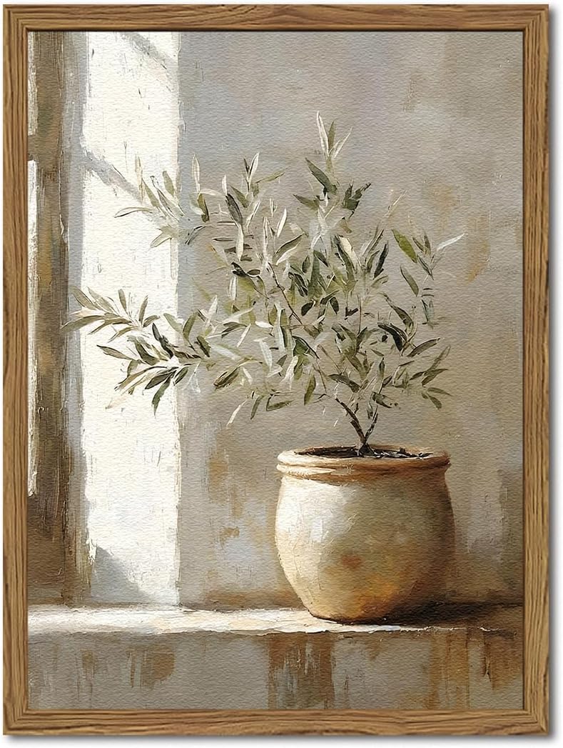 Aldernest Framed Vintage Olive Tree Wall Art, 12.8 ounces, 16"L x 12"W