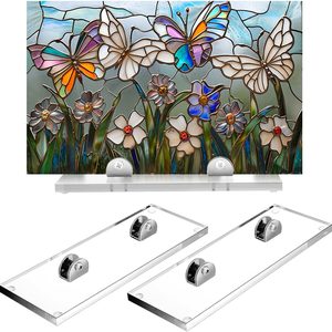Aldernest 2 Pcs Adjustable Glass Display Stands Easel for Glass Art, Clear and Silver