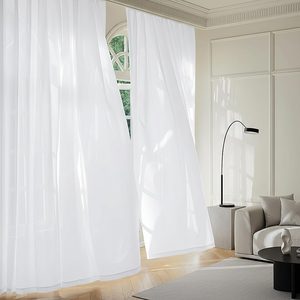Birchmont 4 Panels Non-See-Through Sheer Curtains 84 inches Long for Bedroom, 1.6 kg, Privacy Pure White