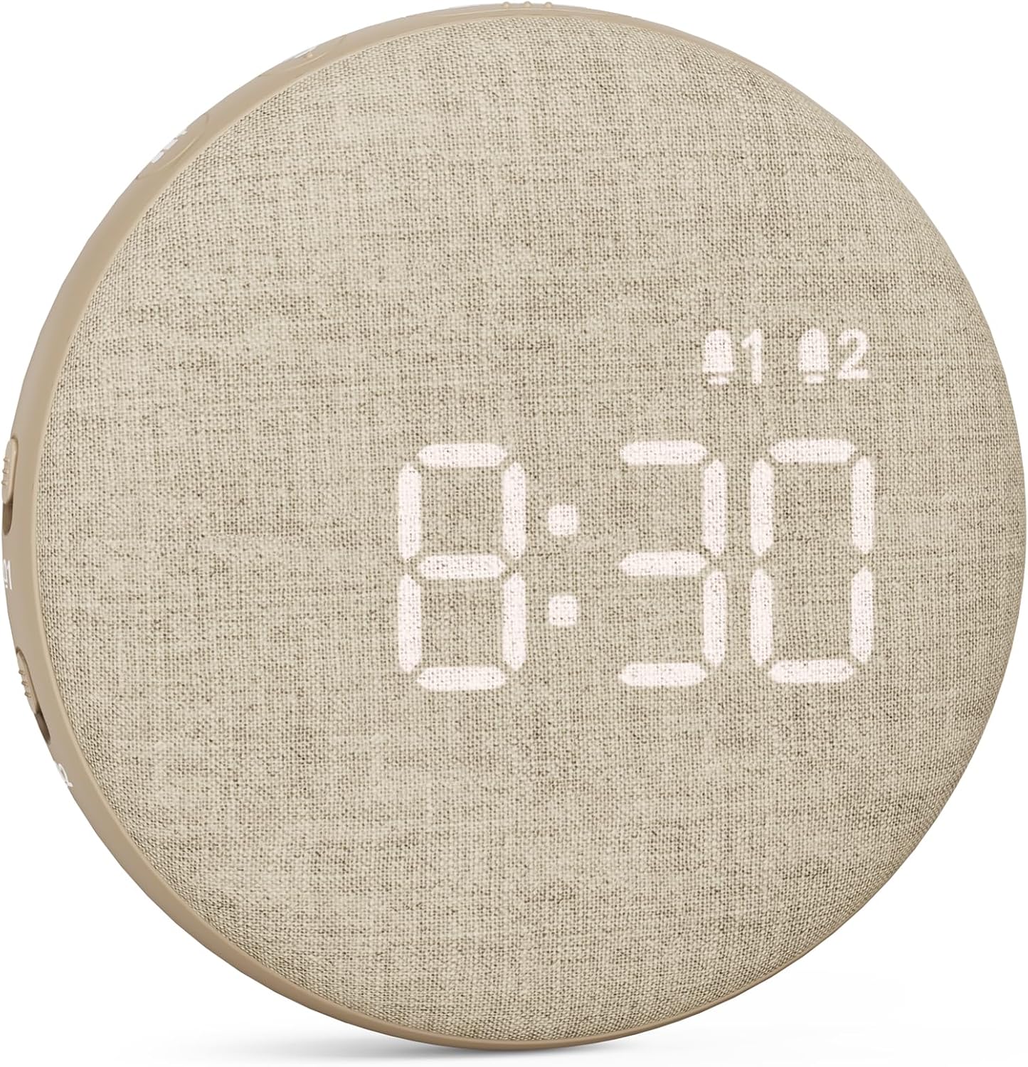 Aldernest Travel Vibrating Alarm Clock for Heavy Sleepers, Dual Alarm, Small, Latte