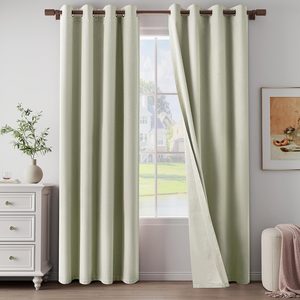 Aldernest 100% Blackout Linen Textured Curtains 80 Inch Length 2 Panels Set for Living room, Bedroom, Light Weight Curtains with Grommets Top