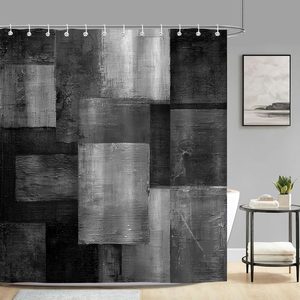 Ashenby Abstract Black Grey White Shower Curtain for Bathroom, 72"W x 72"L (Pack of 1)