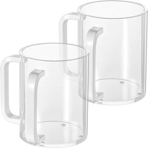 Ashenby 2 Pcs Judaica Hand Washing Cup with Dual Handles, 10.4 ounces, 13x10x12.2cm/5.12×3.94×4.80in, white Handle