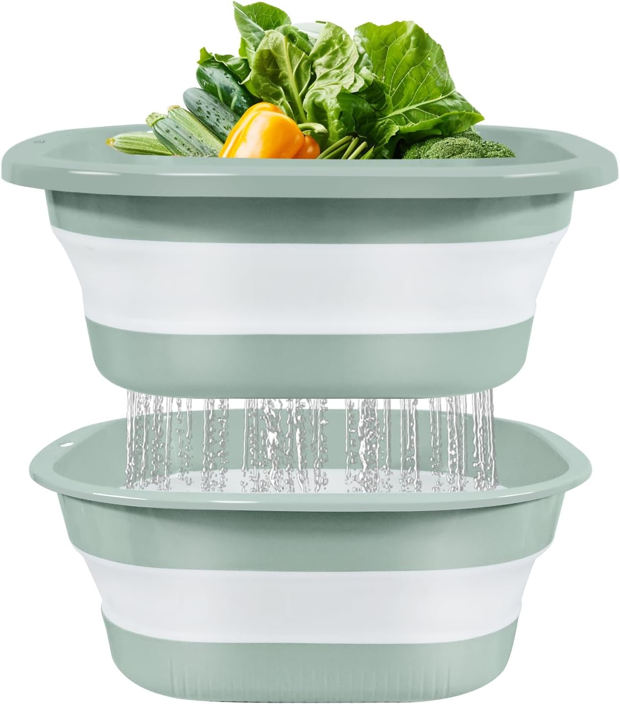 Aldernest 2 in 1 Collapsible Colander and Wash Basin Set, 8QT, Blue, 0.45 kg