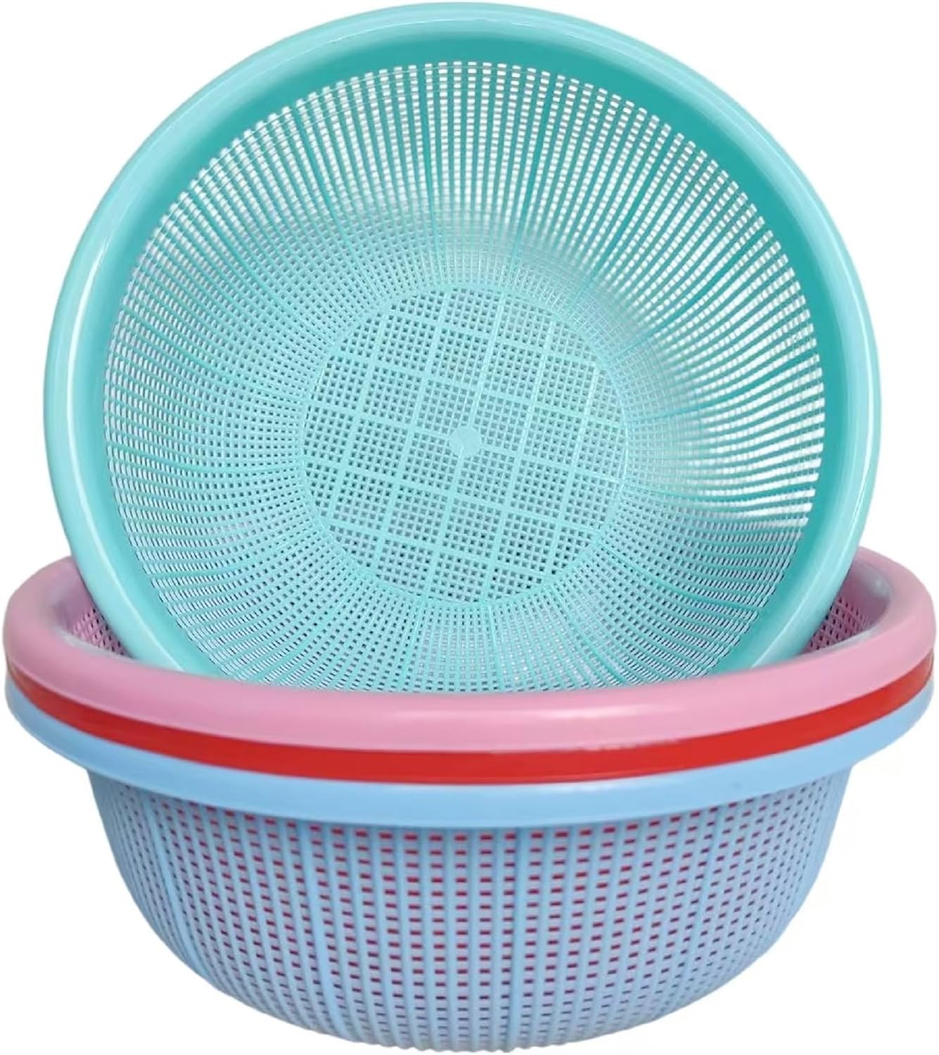 Aldernest 4 pcs Plastic Wash Basket Round Perforated Colander Wash Vegetables and Fruits Drain Cooked Pasta Kitchen Essentials Food Strainer Basket