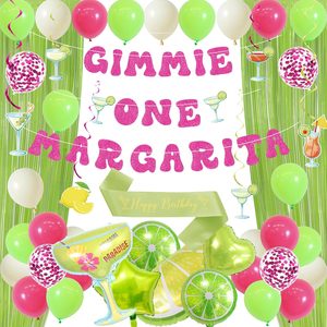 Aldernest Margarita Party Decorations, Green and Hot Pink Gimme One Margarita, 44
