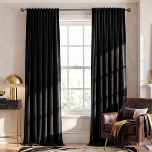 Birchmont Black Out Velvet Curtains 84 inch Long 2 Panels for Bedroom, 52" W