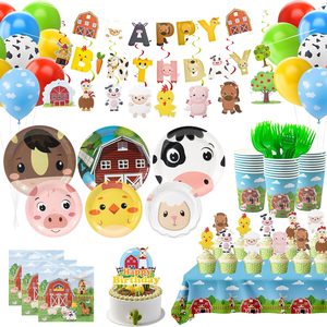 Ashenby 161PCS Farm Animals Birthday Party Decorations Serve 24, Green