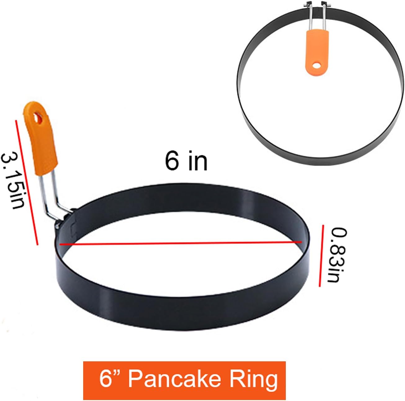 Aldernest 4 Packs 6 Inch Pancake Ring for Griddle, 6"Omelette Ring for Griddle, 0.49 kg, Orange