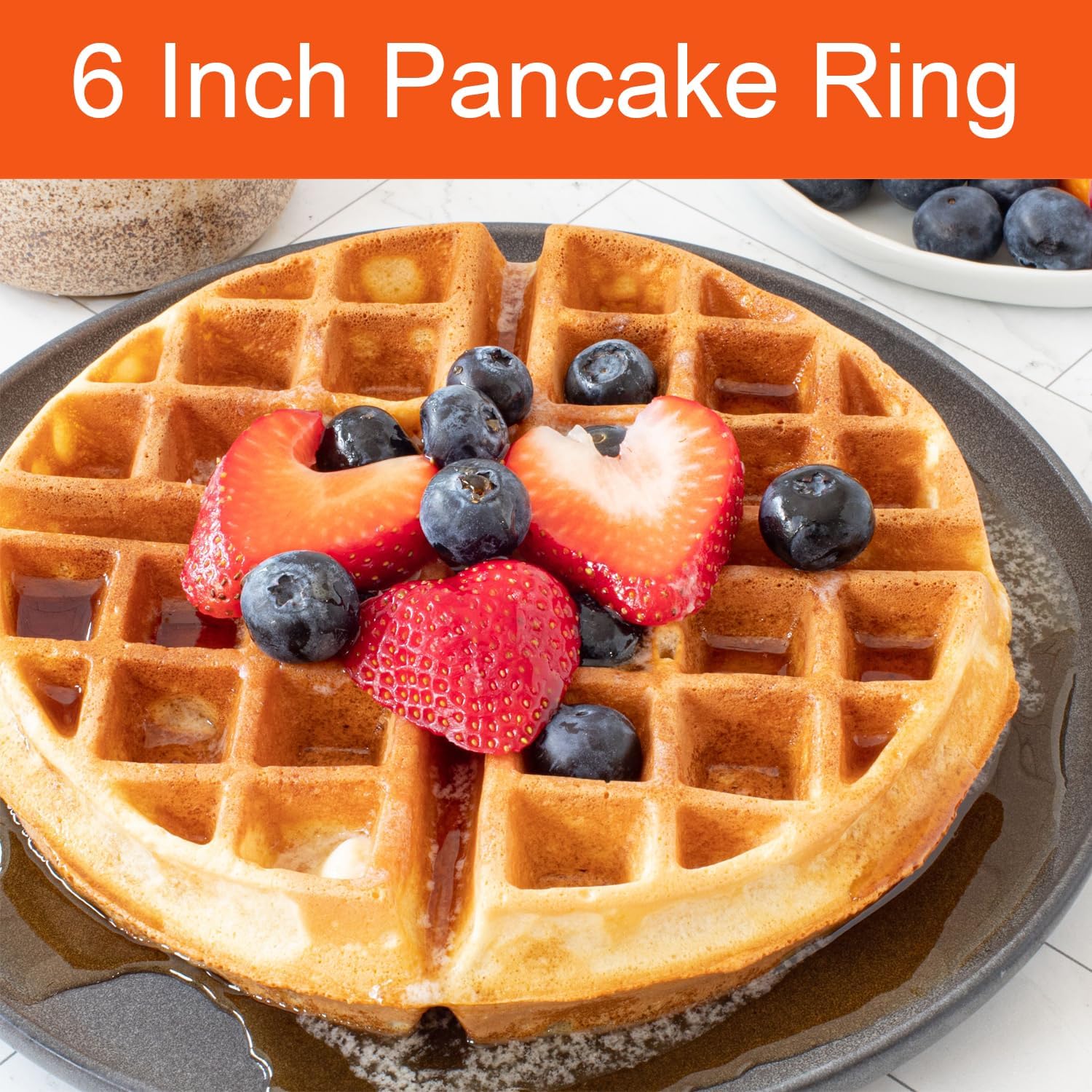 Aldernest 4 Packs 6 Inch Pancake Ring for Griddle, 6"Omelette Ring for Griddle, 0.49 kg, Orange