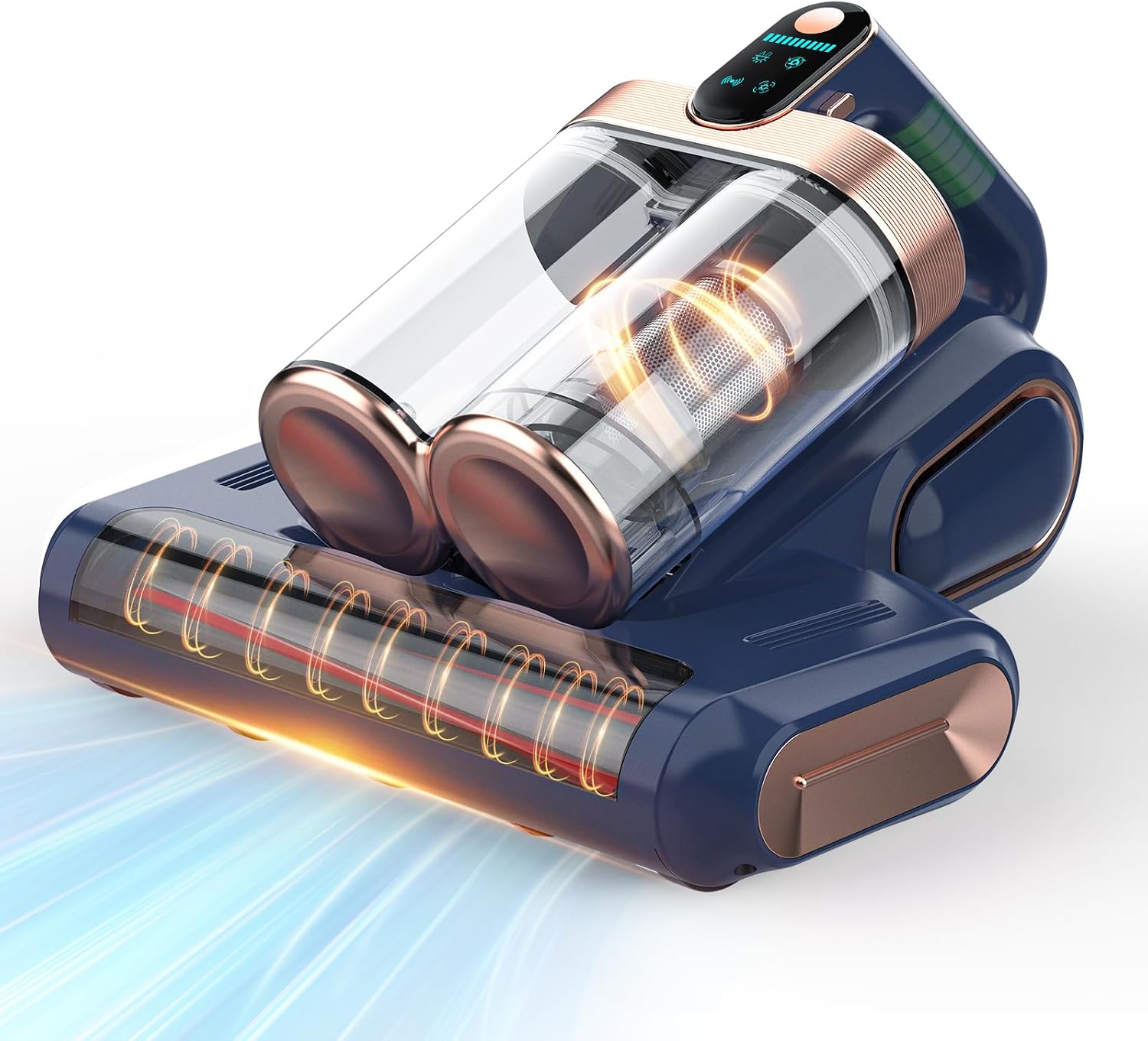 DomiCasa Bed Mattress Vacuum Cleaner Cordless 16Kpa Handheld Vacuum, 2 pounds, Dark Blue+gold