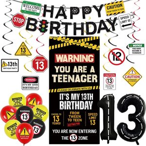 Aldernest 13th Birthday Decorations Boys Girls, Caution UR A Teenager Banner, 35