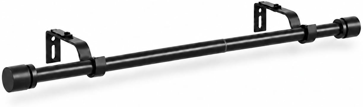 Ashenby Black Curtain Rod, Adjustable 32-46 in, Extends to 58, 1.9 pounds