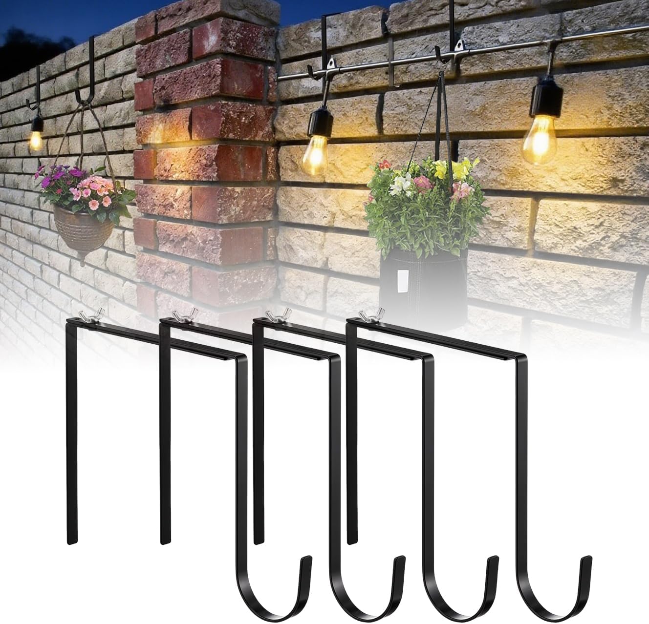Brackenly 4Pcs Cinder Block Wall Hangers, No Drill Outdoor Brick Hook for String Light, 0.43 kg