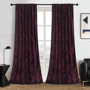 Rowanmere Purple Velvet Curtains 84 inches Long Luxury Room Darkening Curtains for Bedroom Living Room,Thermal Insulated Super Soft Window Drapes Rod