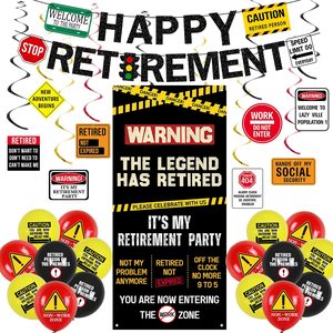Aldernest Retirement Decorations, Caution Legend Has Retired Door Banner, Black