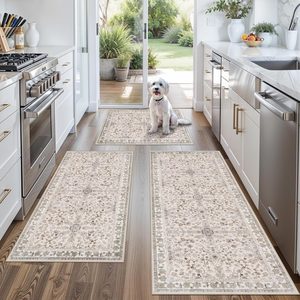 Aldernest 3-Piece Kitchen Rug Set of 3 with Runner – Non Slip Washable Boho Kitchen Mats for Sink, Floor