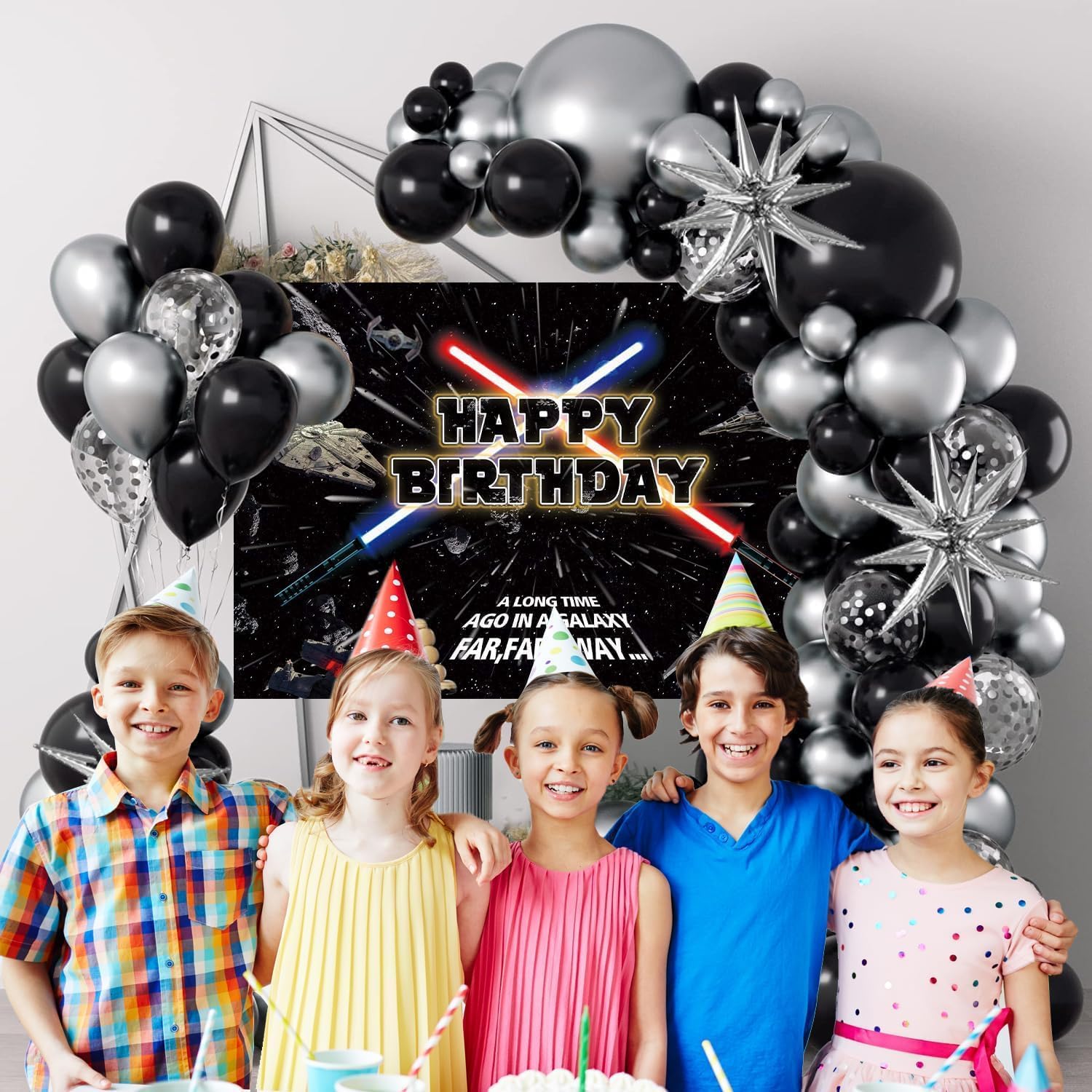 Aldernest Galaxy Party Decorations Themed Backdrop with Balloons Arch Kit for Boys Kids Birthday Party Universe Wars Background Galaxy Themed Cake