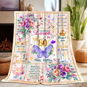 Rowanmere 80th Birthday Gifts for Women Blanket, 12 ounces, 60"x50"