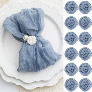 Aldernest 60 Pack Dusty Blue Cheesecloth Napkins Washable 21x21 Inches Dusty Blue Cloth Napkins Set of 60 Bridal Baby Shower Dinner Table Napkins for