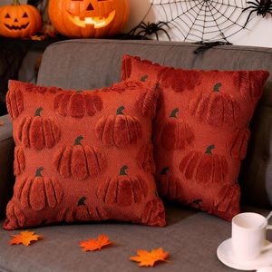Aldernest Fall Pumpkin Decorative Throw Pillow Covers 24x24 Set of 2 Pillow Covers, Pumpkin Rust Red
