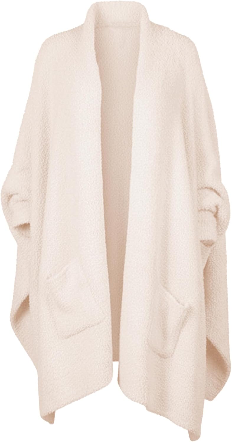 Brackenly Wearable Blanket Sherpa Poncho Unique Office Work Warm Cozy Shawl TV Throw Blankets, Plush Cape Wrap for Adults
