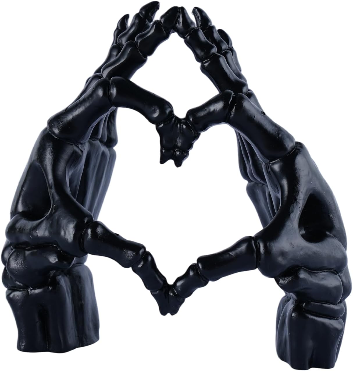 Oakmere Skeleton Heart Hands Figurine, Black Indoor Halloween Decor, Small, Heart-black