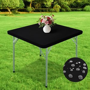 Barleyfield Waterproof Square Fitted Tablecloth 38x38 Inches, Black, 6.08 ounces