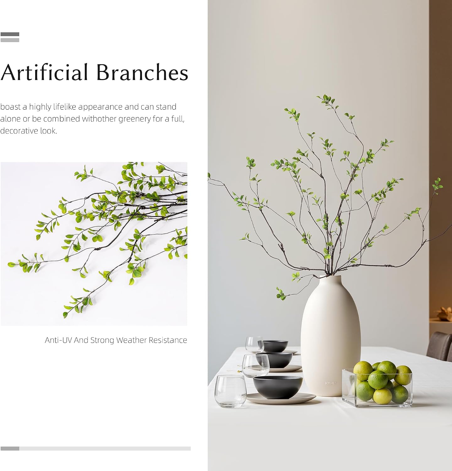 Birchmont 4PCS Artificial Green Branches 47.2"
