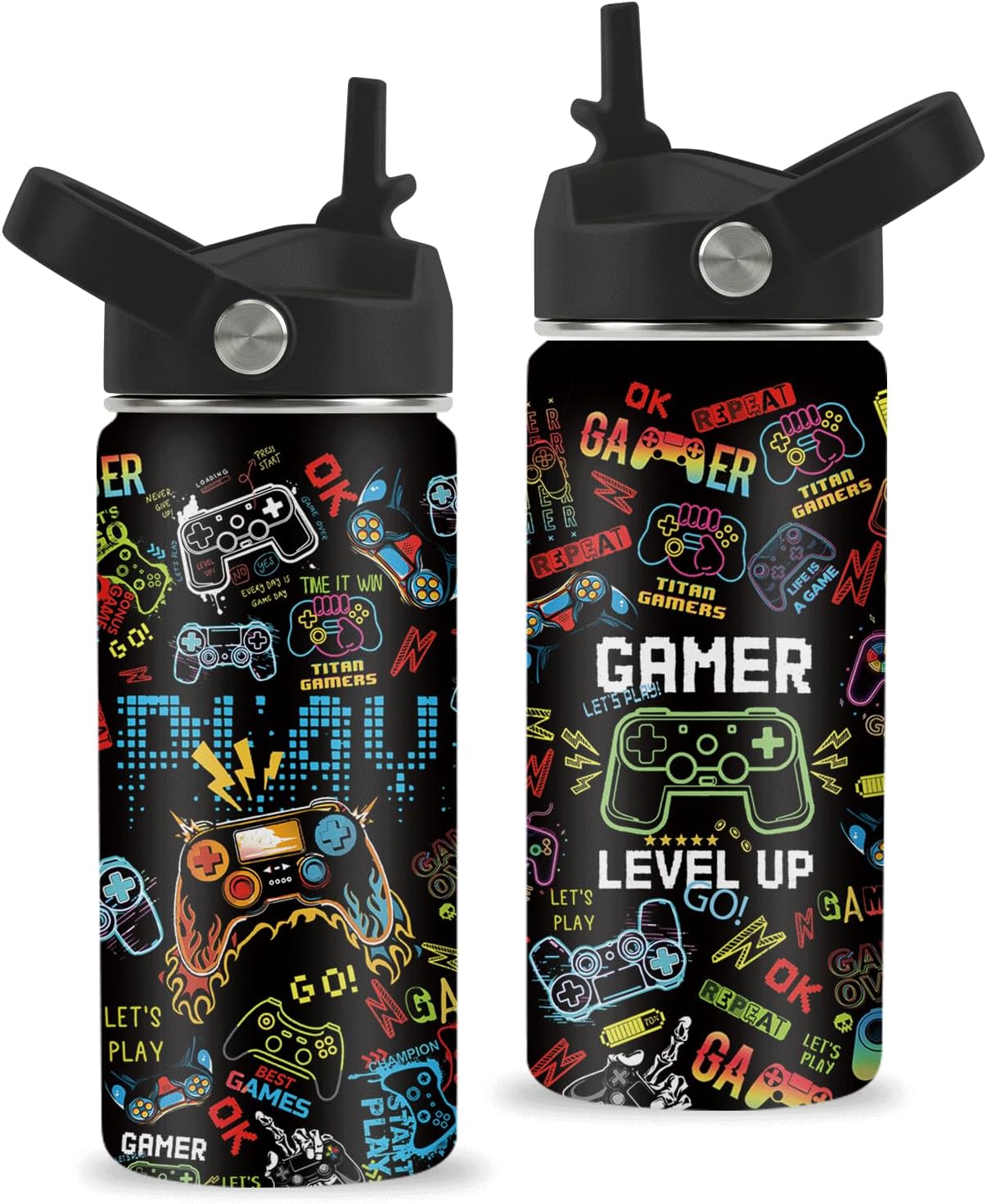 Aldernest Gaming Gifts for Gamer Boys, 16oz Game Water Bottle for Kids, 0.35 kg