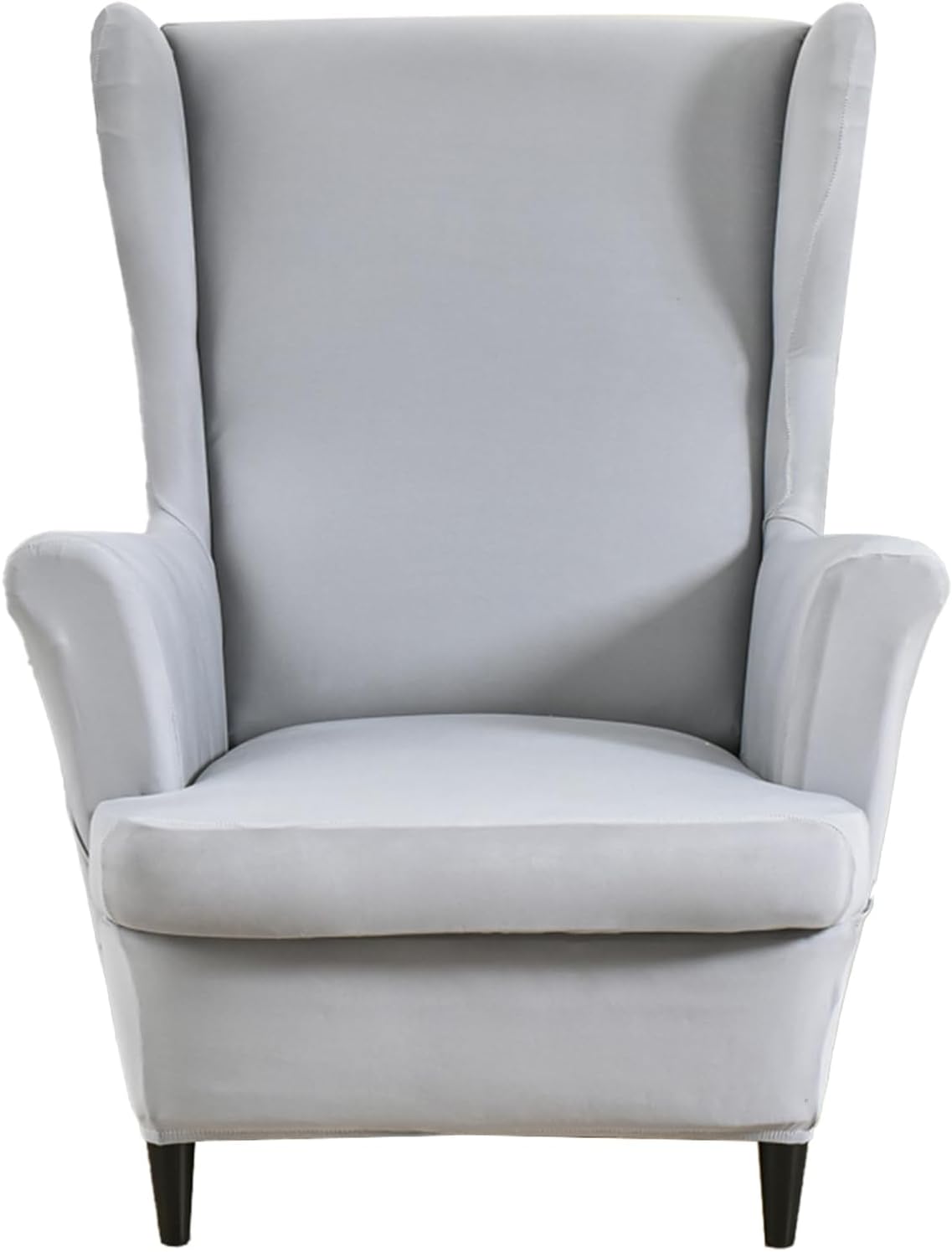 VelloHome Wingback Chair Slipcover 2 Piece Stretch Armchair Cover Furniture Protector Washable Spandex Wing Gray Chair Covers for Living Room, Grey