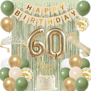 Aldernest Green Gold 60th Birthday Decorations for Women, 20
