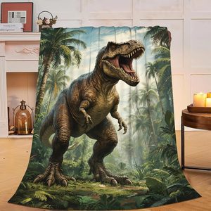 Barleyfield Dinosaur Tyrannosaurus Rex Blanket Super Soft Warm Fluffy Fleece Flannel Throw Blanket Cozy Fuzzy Plush Stuff Bedding Blankets Gifts for