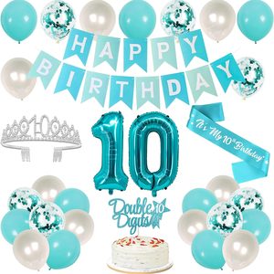 Aldernest Teal Blue 10th Birthday Decorations for Girls, 220
