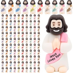 Rowanmere 100pcs Jesus Loves You Figures, Praying Jesus Figures for Easter