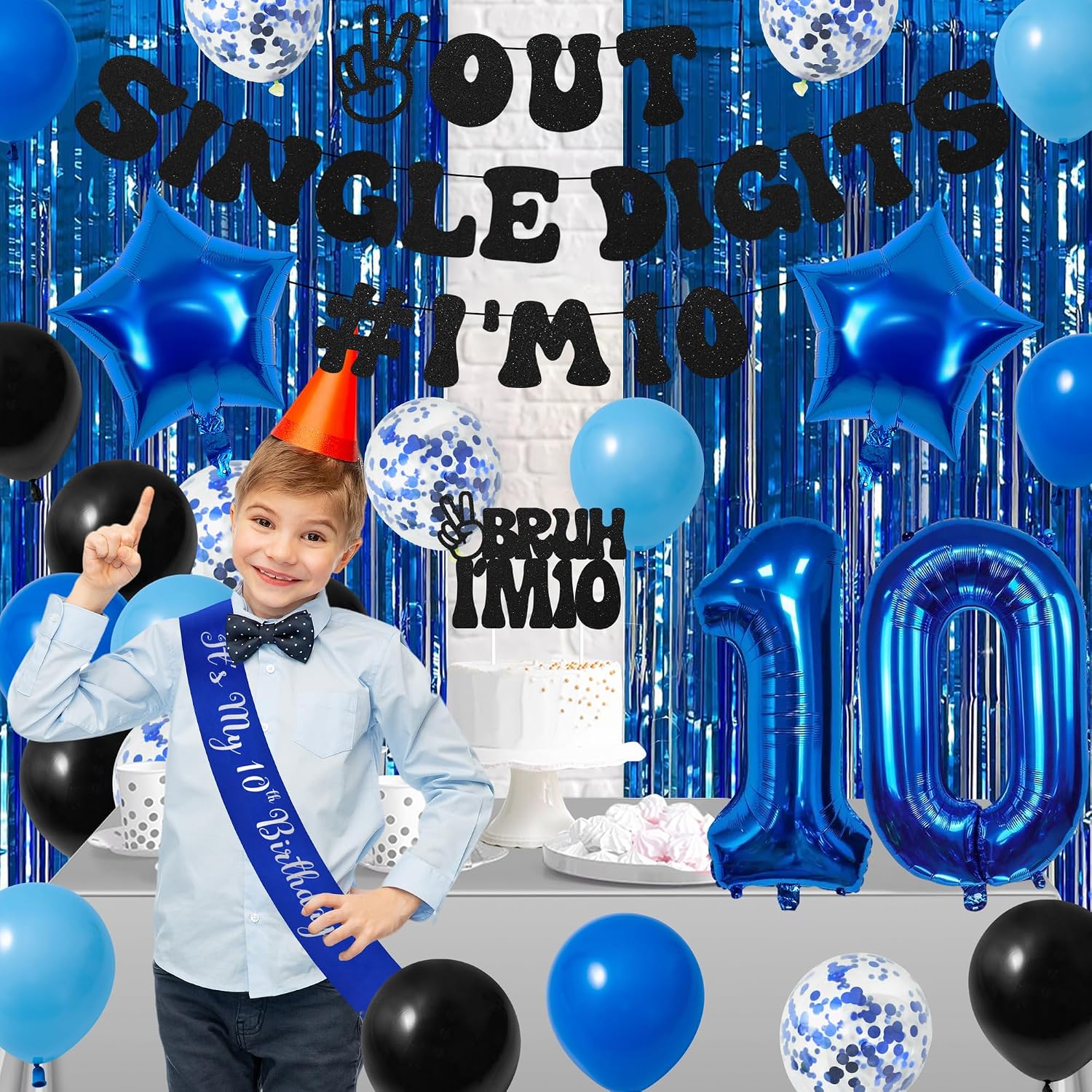 Aldernest Black Blue 10th Birthday Decorations for Boys, 220