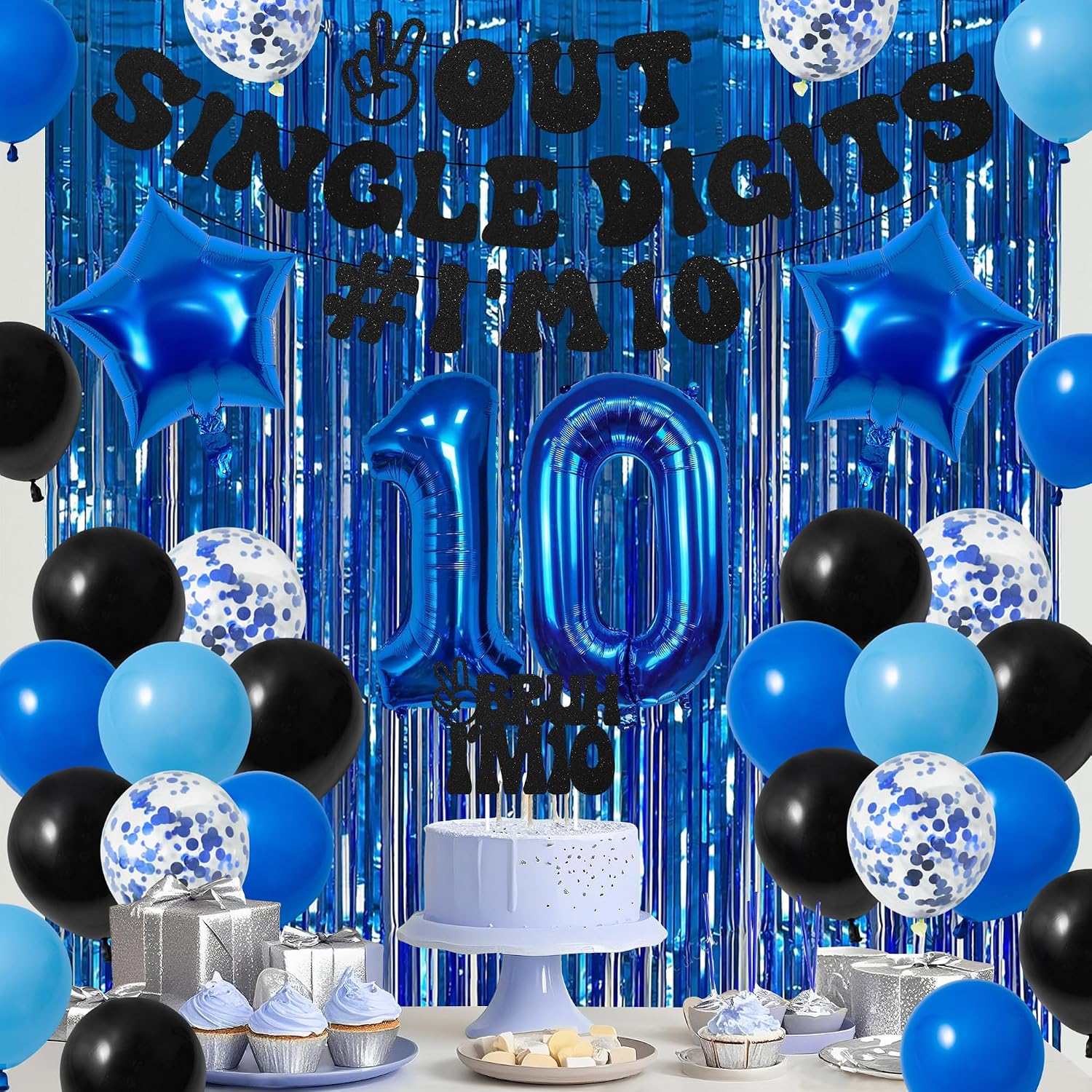 Aldernest Black Blue 10th Birthday Decorations for Boys, 220